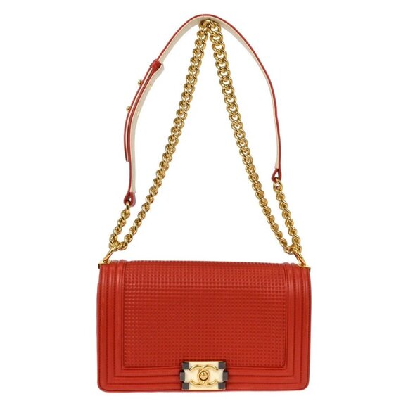 Chanel Red Lambskin Medium Shoulder Bag - Picture 1 of 9